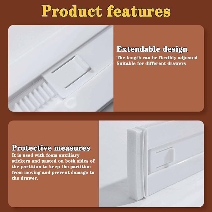 12 Pack Drawer Dividers for Clothes, 3.15" High 11.34"-19.69" Adjustable Expandable Dresser Drawer Organizer, Clear Plastic Separators for Dresser, Baby Clothing, Underwear - Image 4