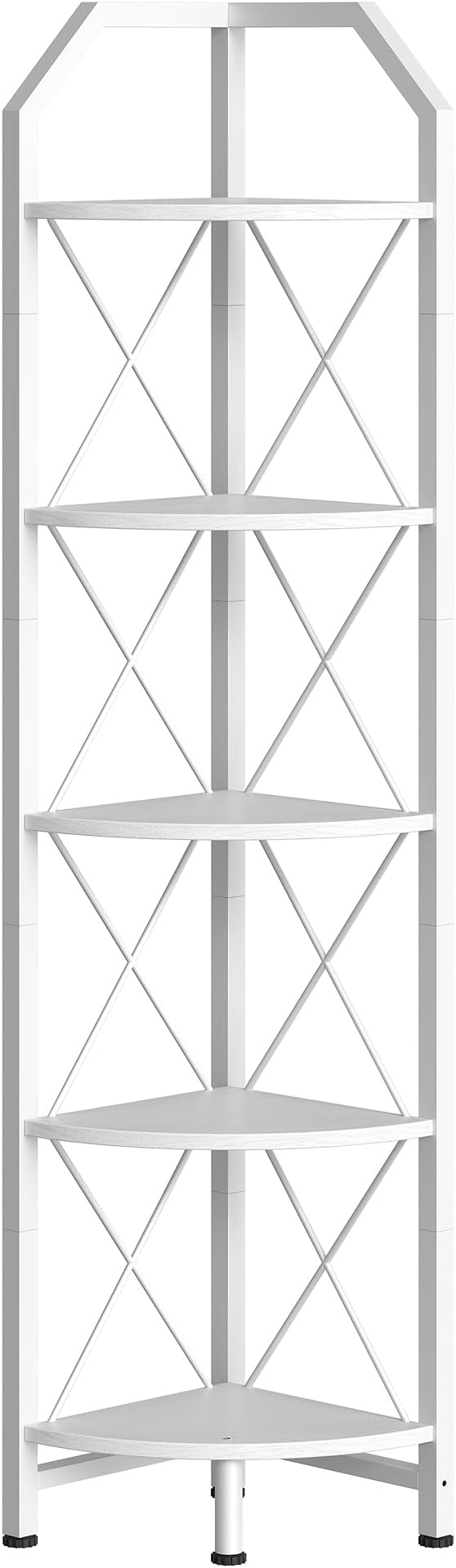 CHOEZON 5-Tier Corner Shelf, Industrial Corner Bookshelf, 59.4" Corner Storage Stand, Plant Stand Display Shelf, Corner Bookcase for Bedroom, Living Room, Home Office, White TCJ10WB - Image 7