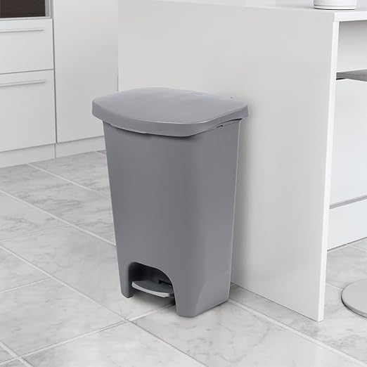 Glad Kitchen Trash Can | Large Plastic Waste Bin with Odor Protection of Lid | Hands Free with Step On Foot Pedal and Garbage Bag Rings, 13 Gallon, Grey - Image 7