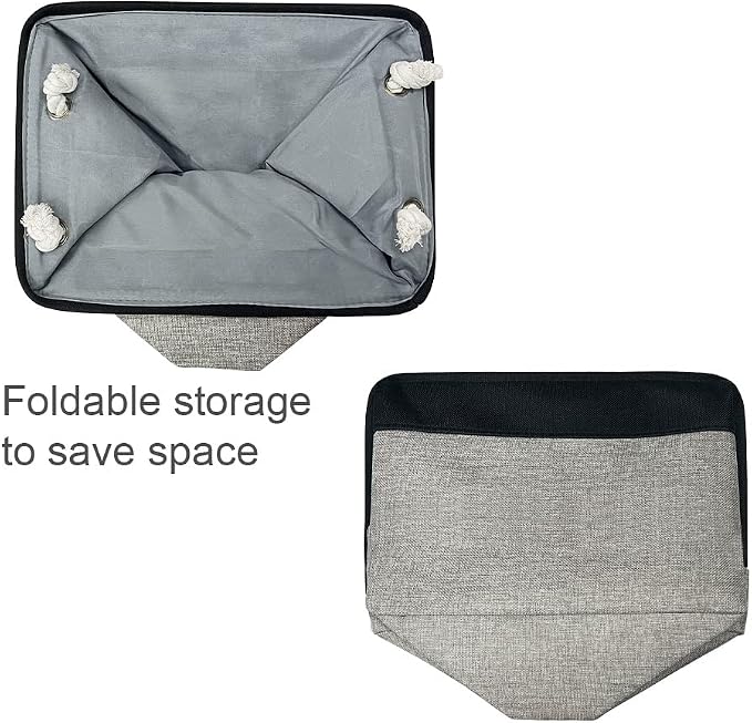TheWarmHome Storage Basket for Organizing - 16x12x12 inch Cube Storage bin 3 Pack Fabric Storage Cubes, Collapsible Storage Box for Organizer Cloth Gift Toy Closet (Black & Grey) - Image 7