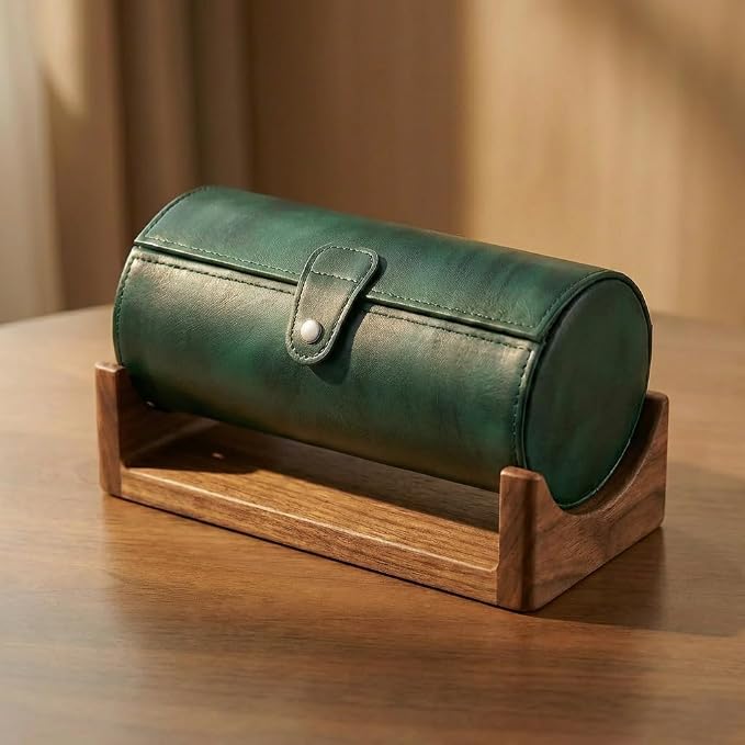 Jewelry Box for Bracelets – Vintage Leather Cylindrical Bangle Box Large Capacity Organizer for Cuffs, Bead Bangles, Travel Storage Case - Image 3
