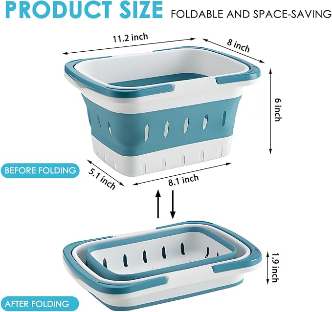 Fammart Portable Shower Caddy Tote – Collapsible Plastic Basket with Handles, Foldable Storage Organizer for Bathroom, Kitchen, College Dorm, Gym, Travel & Camping, Blue - Image 4