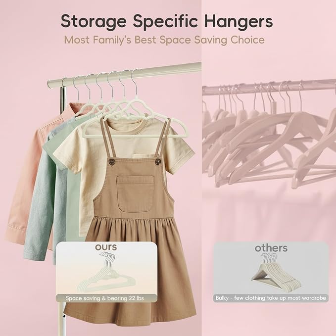 GoodtoU 50 Pack Velvet Baby Hangers, 12.8 Inch Non-Slip Toddler Clothes Hangers, for Infant Coats, Dresses & Pants, White - Car - Image 4
