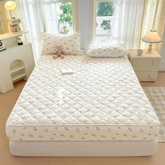 Mattress Protector, Soft Breathable Noiseless Mattress Cover with Stretchable Pockets for 6-11 inches Mattress, Machine Washable (02,Queen 60"x80")