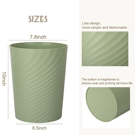 UUJOLY Plastic Small Trash Can Wastebasket, Garbage Container Basket for Bathrooms, Laundry Room, Kitchens, Offices, Kids Rooms, Dorms, 3.5 Gallon, Mint Green - Image 3