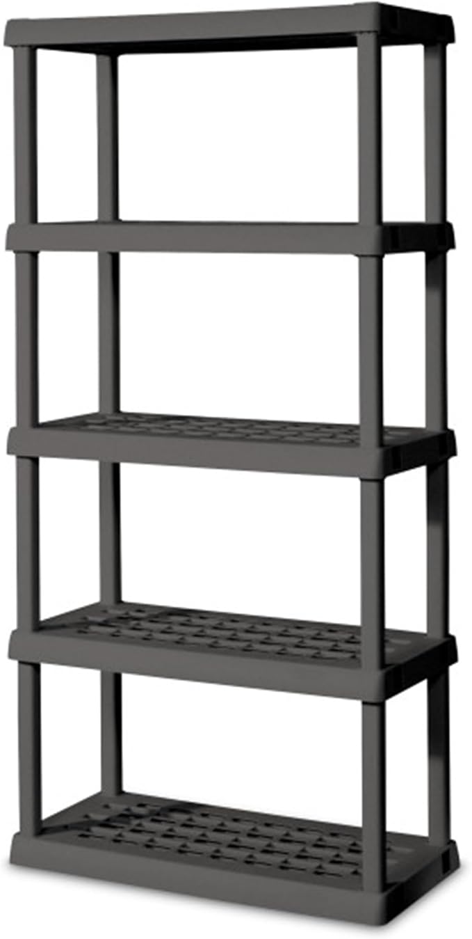 Sterilite 4-Pack 5 Shelf Unit, Heavy-Duty Shelving Storage Rack for Home and Garage, Gray - Multipurpose Plastic Organizer Shelves for Smart Organization by Sterilite