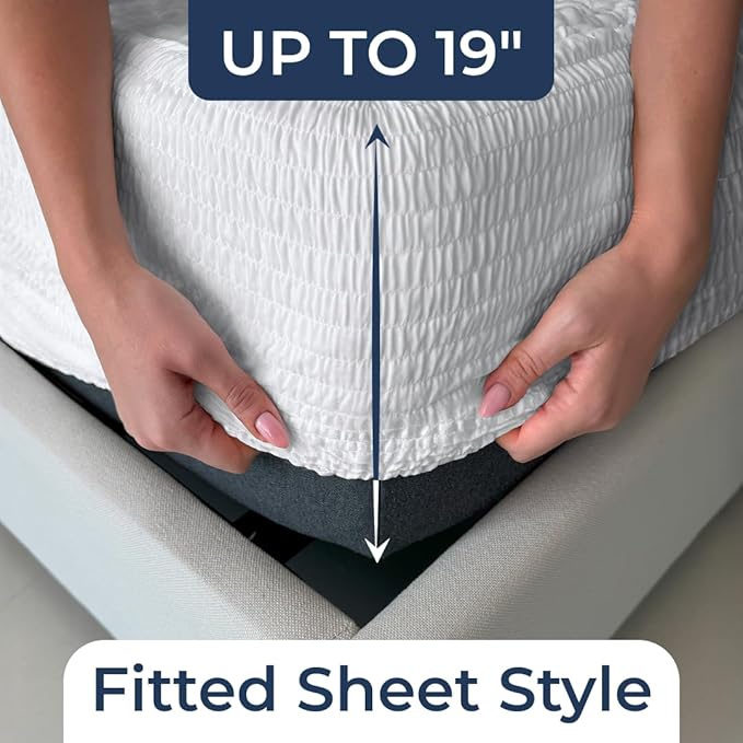 PAULATO BY GA.I.CO Full Size Waterproof Mattress Protector – Quilted Fitted Mattress Cover, 100% Waterproof, Breathable Polyester, Deep Pocket Bed Protector (Full)