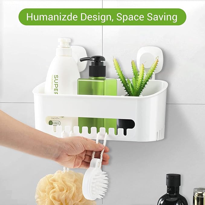 LUXEAR Suction Cup Shower Caddy - No Drilling Removable Shower Caddy - Powerful Suction Shower Organizer Max Hold 22lbs, Waterproof Suction Storage Basket for Bathroom & Kitchen - Image 4