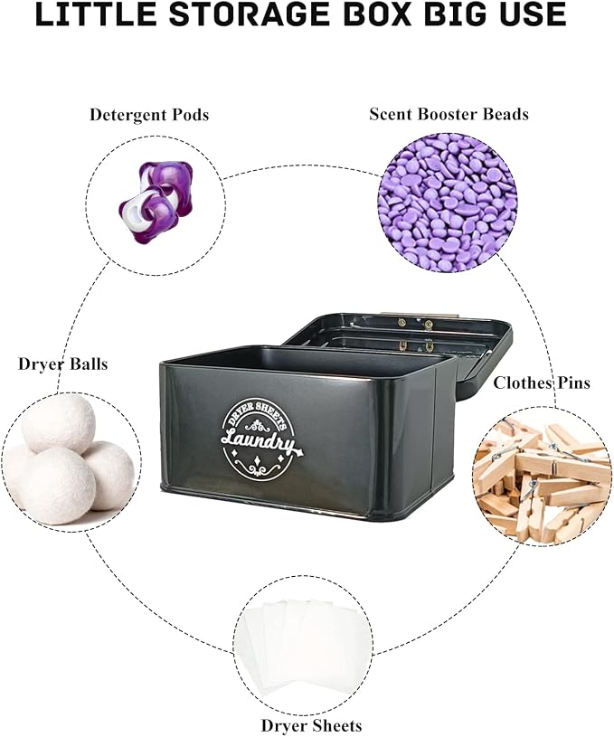 SACREDAY Dryer Sheet Holder Container for Laundry Room Organization, Farmhouse Laundry Organization and Storage, Metal Dryer Sheet Dispenser for Laundry Room Decor (Black) - Image 7