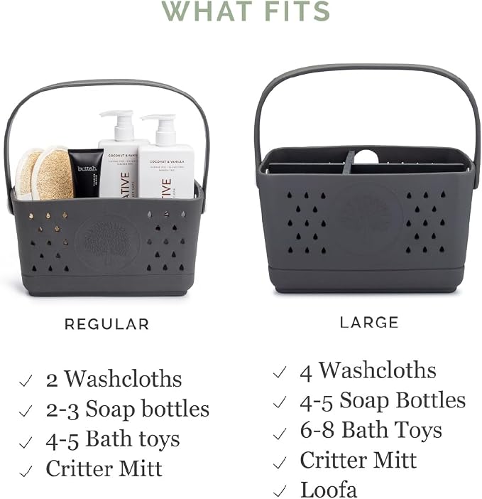 Parker Baby Large Bath Caddy | BPA Free & Food Grade Shower Caddy Organizer for Toys & Supplies | Quick-Dry, Sturdy & Perfect Size Shower Basket w/Handle in Neutral Colors - Image 6