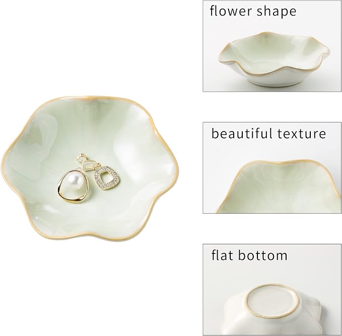 Jewelry Dish Tray, Ring Dish, Ceramic Trinket Tray, Key Bowl, Decorative Plate, for Friends Sisters Daughter Mother(Light Green) - Image 6