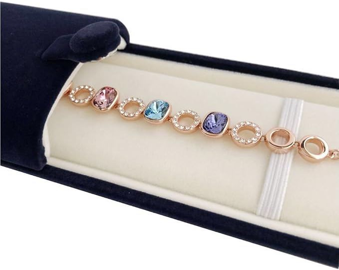 Premium Grade Jewelry Gift Box for Bracelet Necklace Navy Blue Velvet Present Modern Elegant Store Gallery Present (Jewelry is not included) - Image 3