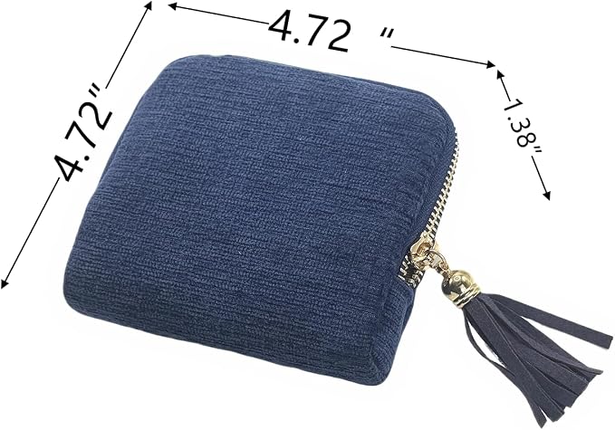 Small Travel Jewelry Case - Jewelry Travel Organizer Bag with Tassel Zipper for Bracelets, Necklaces, Bangles, Jewelry Organizer Storage Bag Gift for Women Girls - LJB001-Royal Blue - Image 2
