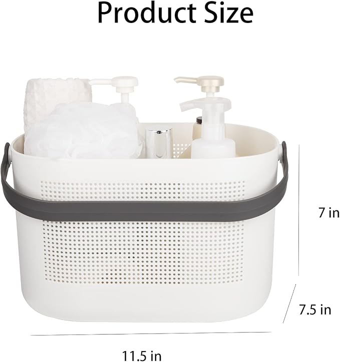 UUJOLY Plastic Storage Baskets with Handles, Shower Caddy Shelf Organizers Basket for Bathroom, Kitchen, Dorm Room, Grey - Image 4