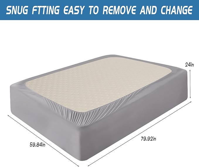 Queen Mattress Pad Soft Quilted Air Mattress Topper, Breathable and Noiseless Mattress Cover with Deep Pocket Fits up to 23 Inch Mattress, Grey
