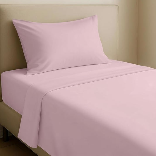 California Design Den XL Twin Sheets Set - Natural 100% Cotton Sheets with 12" Pockets, Soft Sateen Weave, Breathable and Durable Bedding Set for Dorm Rooms, College (Pink)