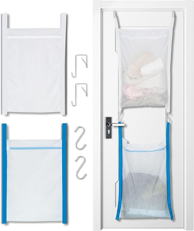 Over Door Large Mesh Laundry Hamper Bag, 2 Pcs Washable Laundry Basket for Bedroom/Dorm/Bathroom - Image 6