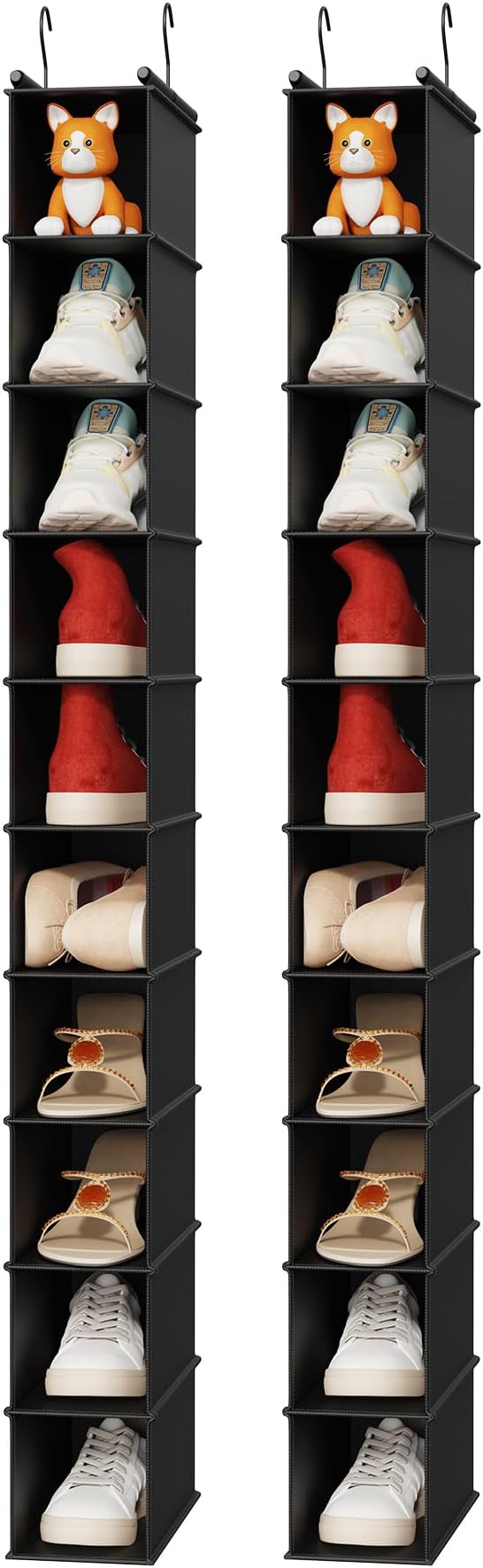 MAX Houser 10-Shelf Hanging Shoe Shelf Organizer, Hanging Shoe Storage for Closet,Pack of 2 (Black) by MAXHouser