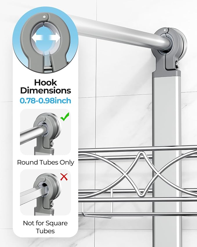 ODesign 2 Tier Stainless Steel Anodized Aluminum,Height-Adjustable Rustproof Shower Caddy Hanging Anti-Swing-Over The Shower Head Caddy-Bathroom Showe r Storage Organizer With Soap Box Holder- Sliver - Image 6