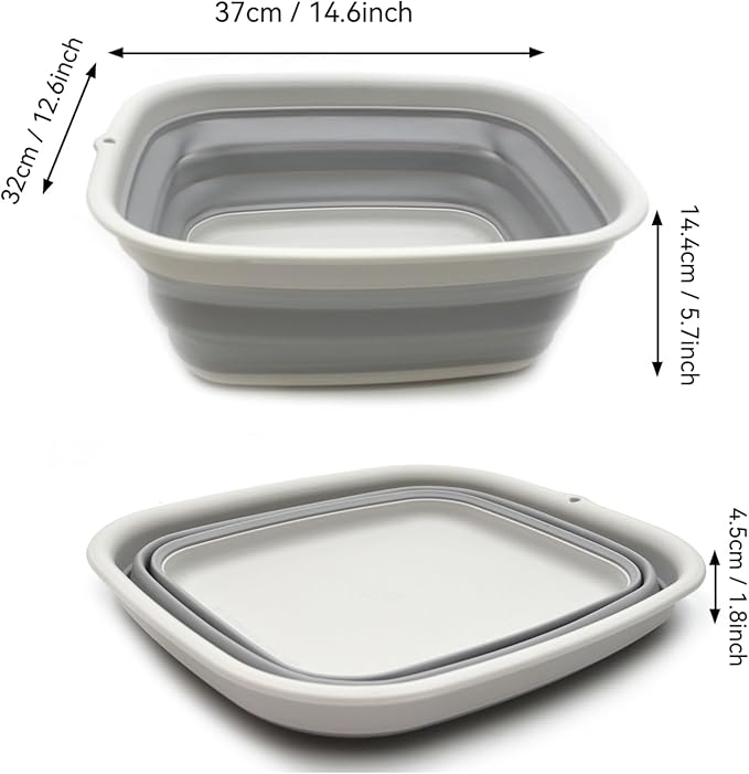 SAMMART 9.45L (2.5 Gallon) Collapsible Tub - Foldable Dish Tub - Portable Washing Basin - Space Saving Plastic Washtub (Grey, M) - Image 2