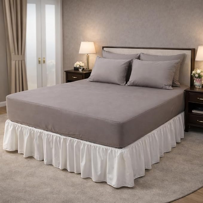 100% Cotton Single Layer Mattress Cover King Size, Elastic Mattress Cover, Stretches Up to 16 Inches Deep, Cozy, Absorbent, Easy to Replace, Machine Washable (6 Colors) (Brown, Full)