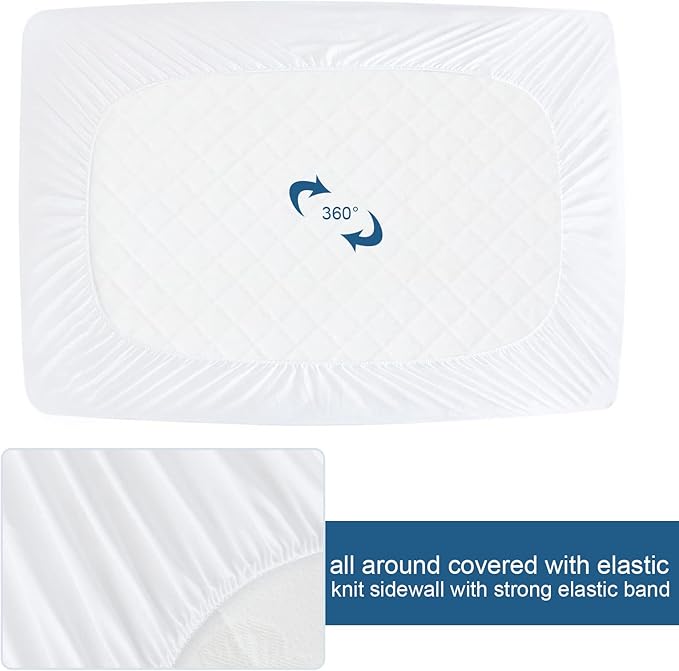 2 Pack Twin Mattress Protector Waterproof Premium Terry Twin Bed Sheets Fitted up to 14'' Ultra Soft and Breathable Mattress Topper Pad Cover Machine Washable