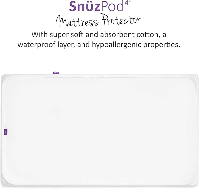 Snuz - Baby Crib Waterproof Mattress Protector for Night Time Accidents, Super Soft and Absorbent Cotton Pad, Hypoallergenic, Machine Washable (30 x 16”)