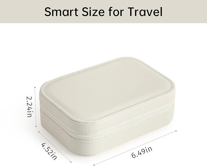 CASEGRACE Travel Jewelry Case, Double Layer Travel Jewelry Organizer for Necklace Earring Rings Jewelry Display Case for Women, White - Image 3