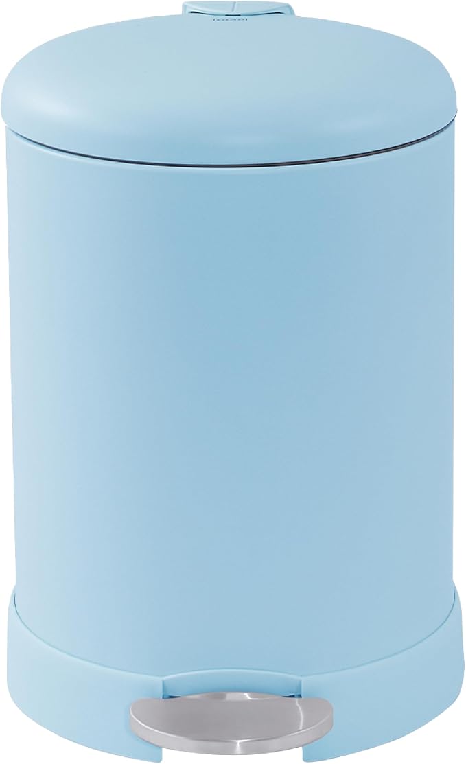 Glad Small Trash Can, 1.2 Gallon | Round Stainless Steel Garbage Bin with Soft Close Lid & Step Foot Pedal | Metal Waste Basket with Removable Inner Bucket, Blue - Image 7
