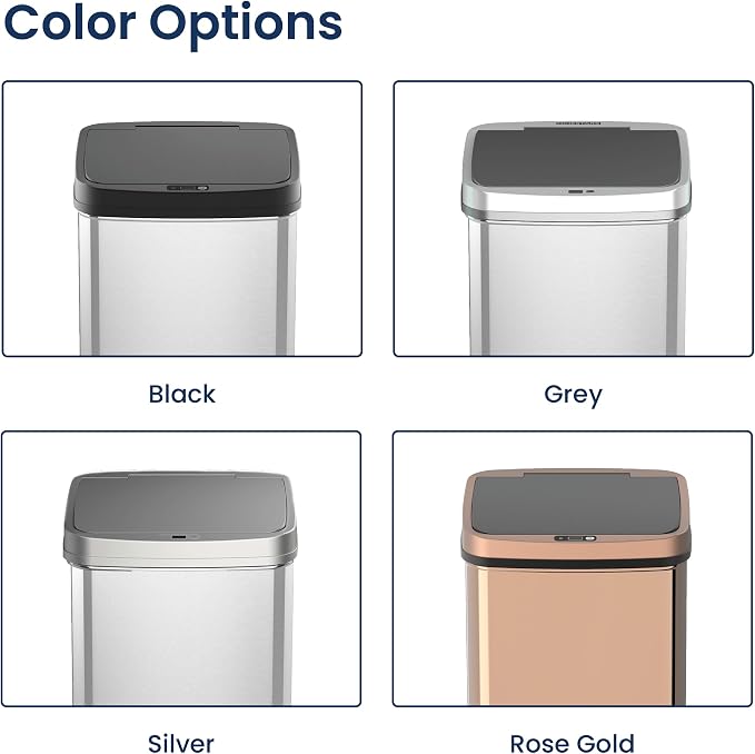 Ninestars 13 Gallon Automatic Trash Can, 50L Touchless Motion Sensor Garbage Can with Odor-Sealing Lid, Rectangular Stainless Steel, Silver Trim - Image 6