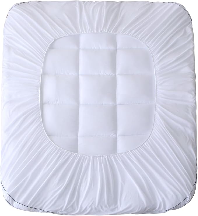 Thick Mattress Topper Twin with Deep Pocket, Extra Pillow Top Mattress Pad, Breathable & Cooling Mattress Cover, Fits 8-21 Inch, Soft Support for Back Pain Relief, Mattress Protector (Twin, White)