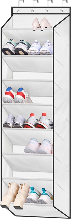 SLEEPING LAMB Over The Door Shoe Organizer for Closet, Kids Sneaker Storage for Hanging Shoe Rack for Door with Large Deep Pockets for Toddler, Girl, Baby Room Decor, White by SLEEPINGLAMB