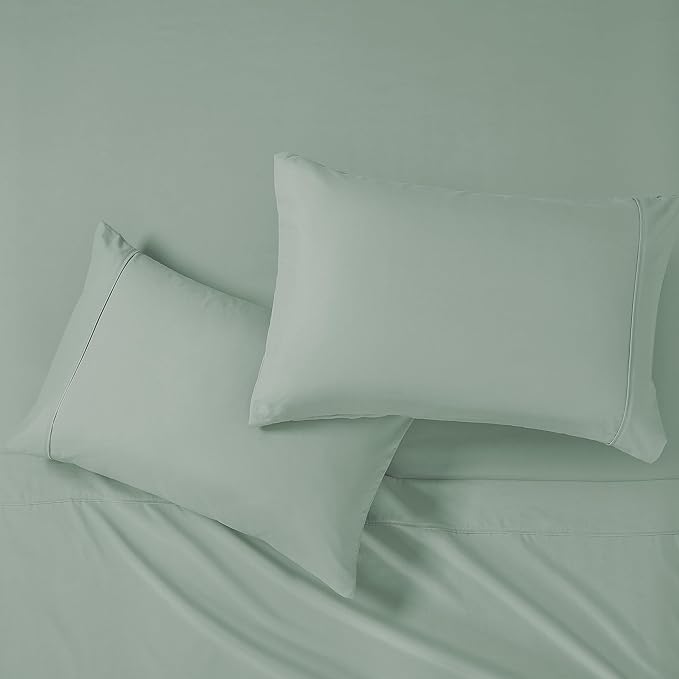 Modern Threads Soft Microfiber Solid Sheets - Luxurious Microfiber Bed Sheets - Includes Flat Sheet, Fitted Sheet with Deep Pockets, & Pillowcases Seafoam Full
