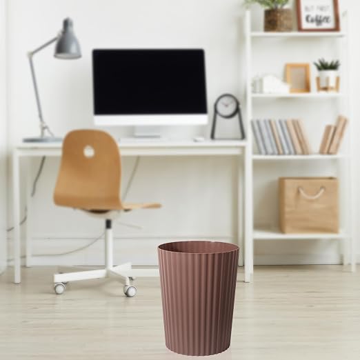 JiatuA Small Trash Can Plastic Wastebasket Round Garbage Container Bin for Bathroom, Kitchen, Bedroom, Home Office, College Dorm, Brown - Image 4