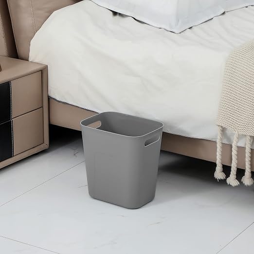 UUJOLY Plastic Trash Can Wastebasket, Garbage Container Basket for Bathrooms, Kitchens, Offices, Kids Rooms, Grey, 3.5 Gallon, 2 Pack - Image 3