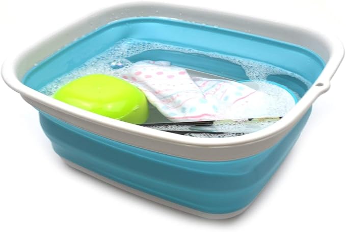 SAMMART 7.7L (2 Gallon) Collapsible Tub - Foldable Dish Tub - Portable Washing Basin - Space Saving Plastic Washtub (Bright Blue, S) by SAMMART