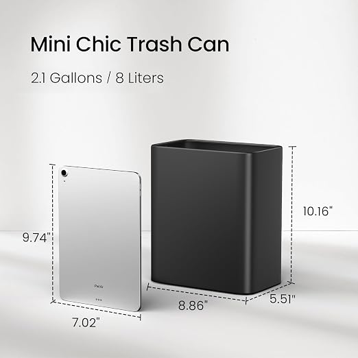 Cesun Small Bathroom Trash Can 2.1 Gallon Wastebasket, Modern Metal Garbage Can Office Waste Basket, Matte Black Stainless Steel Trash Bin for Bedroom, Home Office, Toilet, rv, Near Desk, Under Sink - Image 3