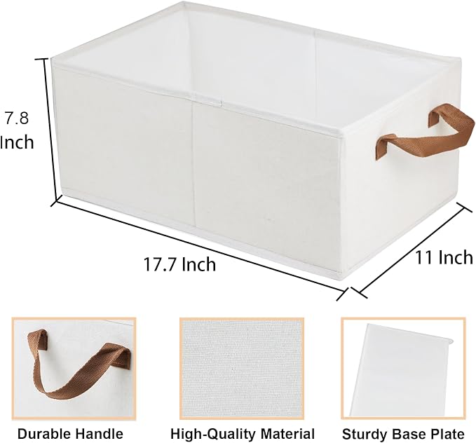 Fordonral Pack of 3 Large Capacity Storage Bins Closet Organizer System, Sturdy Foldable Boxes for Organizing Clothing, Sheets, Toys, Books - Shelf Shelves Basket Bin Linen White - Image 3
