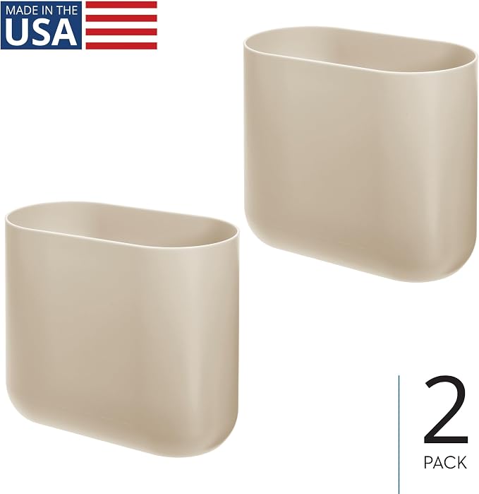 iDesign Small Slim Plastic Bathroom Trash Can, Garbage Can for Bedroom, Office, Desk, Dorm, 2-Pack, Brown - Image 2