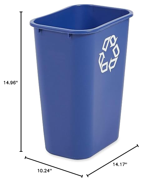 Rubbermaid Commercial Products Deskside Recycling Can, 10.25-Gallon/41-Quart, Blue Recycling Symbol, Plastic, for Bedroom/Bathroom/Office/Under Desk/Sink - Image 7