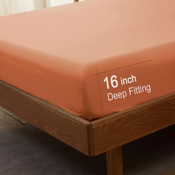 SONORO KATE Bed Sheet Set Super Soft Microfiber 1800 Thread Count Luxury Egyptian Sheets 16-Inch Deep Pocket，Wrinkle and Hypoallergenic-4 Piece (Coral, California King)