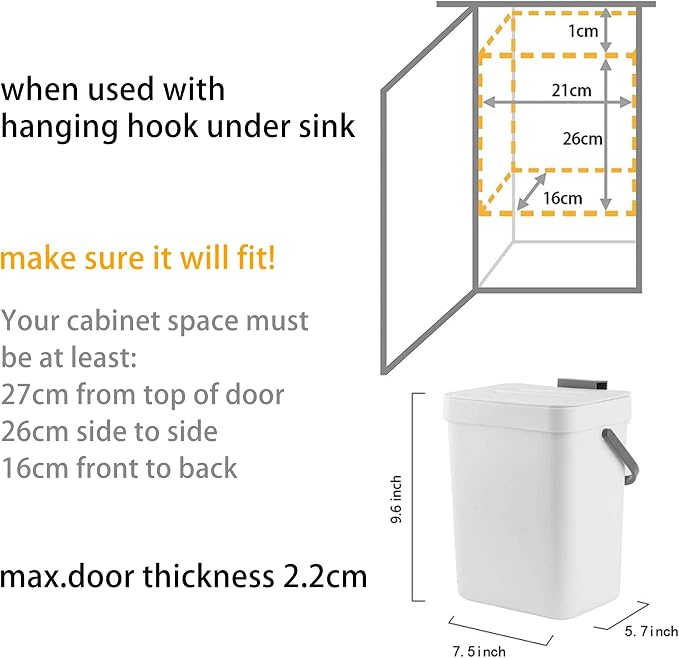 stonespace Small Kitchen Trash Can with Lid, Compost Bin Indoor Kitchen Sealed, Under Sink Trash Can, 5 L/1.3 Gallon Plastic Trash Bin, Green - Image 7