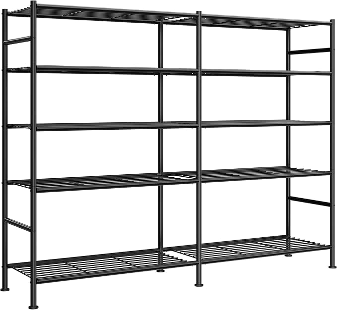 Sakugi Storage Shelves - 5-Tier Heavy Duty Garage Shelving Units with Leveling Feet & Wall Anchor, Large-Capacity Metal Shelf for Garage, Pantry, Kitchen, 59.1" x 15.7" x 69.2", Black by Sakugi