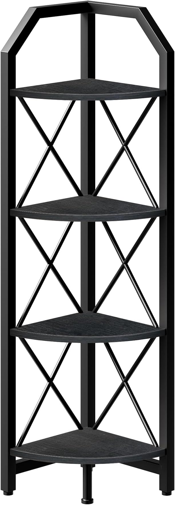 CHOEZON 4-Tier Corner Shelf, Industrial Corner Bookshelf, 47.6" Corner Storage Stand, Plant Stand Display Shelf, Corner Bookcase for Bedroom, Living Room, Home Office, Black TCJ09BB - Image 8