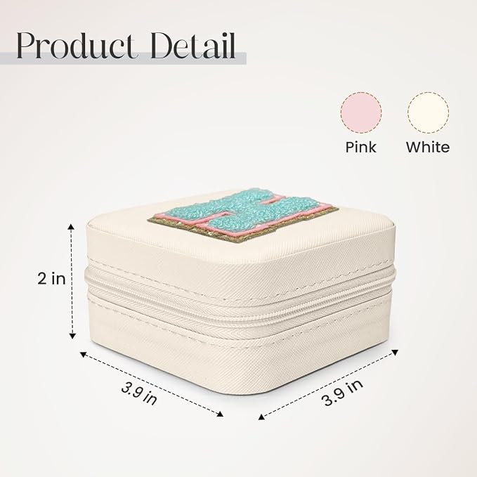 SANDJEST Personalized Jewelry Box, White Travel Jewelry Box with Initial H, Small Monogrammed Jewelry Case Organizer for Girls Women Teen Kids, Mini Travel Essentials Gifts for Birthday Christmas - Image 2
