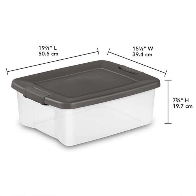 Sterilite 6-Pack ShelfTote, Clear Plastic Storage Bins with Lids, 25 Quart, Gray - Stackable Organizing Container Boxes for Closet, Bathroom, and Office - Image 3