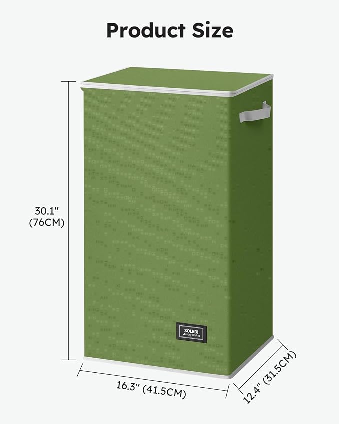 SOLEDI Laundry Hamper with Lid 100L Large & Tall Collapsible Laundry Basket, Clothes Hamper with Bag Removable Easy to Carry, Dirty Hampers for Bedroom, Bathroom, Dorm, College, Dark Green - Image 5