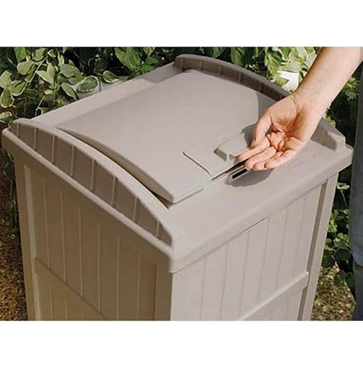 Suncast 30-33 Gallon Deck Patio Resin Garbage Trash Can Hideaway, Taupe (4 Pack) - Image 5