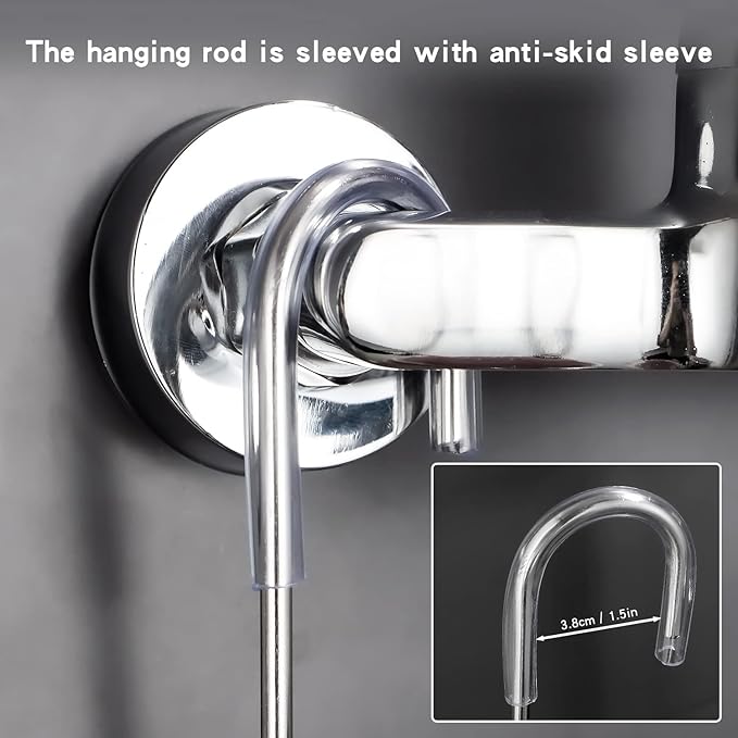 YQh hanging shower rack, bathroom storage rack, shampoo bracket, the back hook can be rotated, and can be hung on the faucet or Claw foot bathtubcross bar, 304 stainless steel rust proof and durable - Image 4