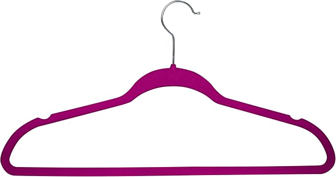 Simplify 10 Super Slim Velvet Huggable Hangers in Fuchsia - Image 2